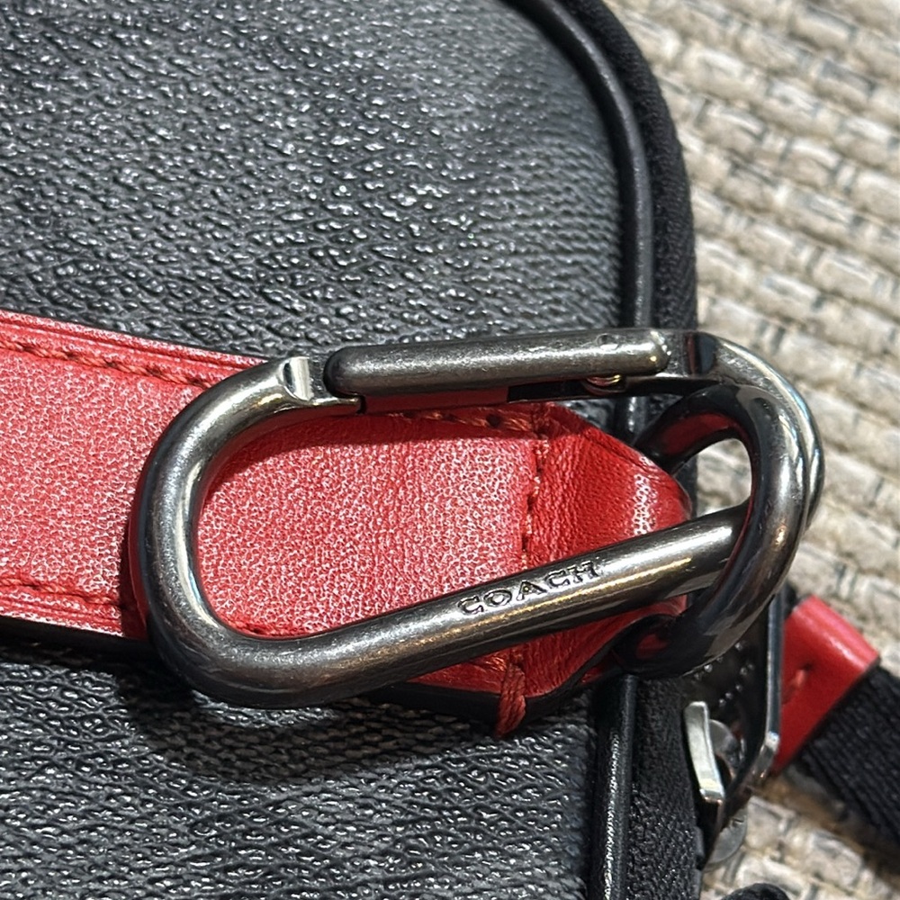 Coach North/South Hybrid Pouch In Signature Canvas Coach Patch Red//Black - Picture 3 of 9